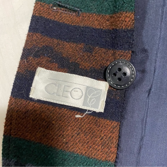 Vintage Cleo Oversized Southwestern Wool Blend Blazer Navy Blue/Brown size M/L - Picture 7 of 13